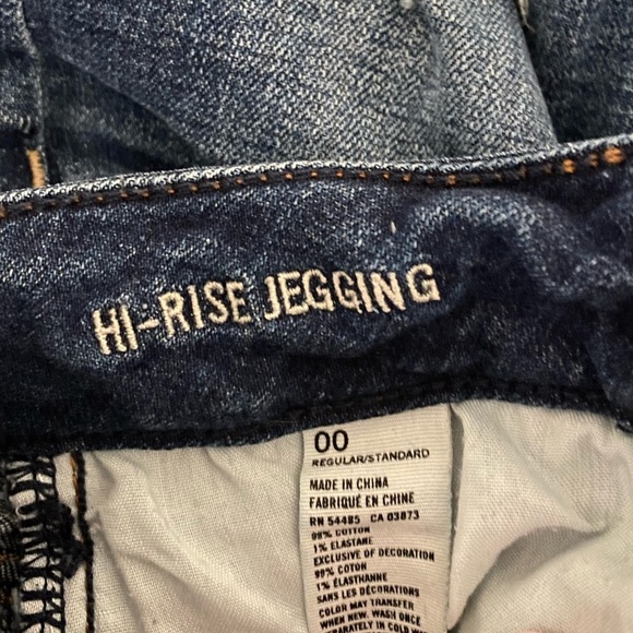American Eagle Outfitters Dark Wash Distressed Hi-Rise Jegging Jeans Size 00 - Picture 6 of 6